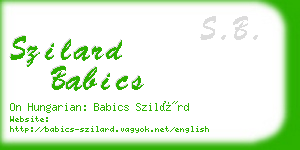 szilard babics business card